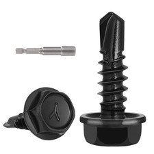 180Pcs 8 X 3/4" Self Drilling Screws for Metal,410 Stainless Steel Black Zinc P