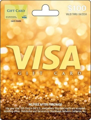 Visa $100 Gift Card Pre Paid Card ZERO CARD FEE ADDED, INSTANT DELIVERY ELIGIBLE