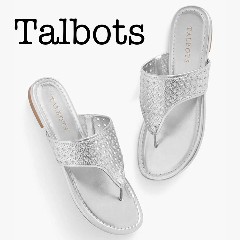 Talbots Gigi Silver Metallic Thong Sandals Size 7