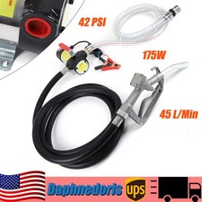 12V DC Electric Fuel Transfer Pump with Nozzle Kit For Diesel Kerosene 3 bar NEW