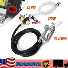 12V DC Electric Fuel Transfer Pump with Nozzle Kit For Diesel Kerosene 3 bar NEW