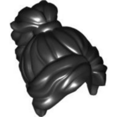 Lego 28432 schwarze Minifigur, Haare weiblich lang gewellt mit Pferdeschwanz
