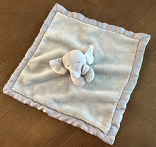 Carters Gray Elephant Plush Baby Blanket Toy Satin Trim Back Lovey