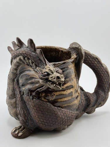 Linnell & Barnhart Dragon Mug Tankard Signed Dated 1992 Fantasy Studio Pottery