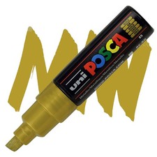 Posca Markers, Paint Marker, Gold, 8K, Broad Tip, Opaque Ink, Acrylic, Metallic