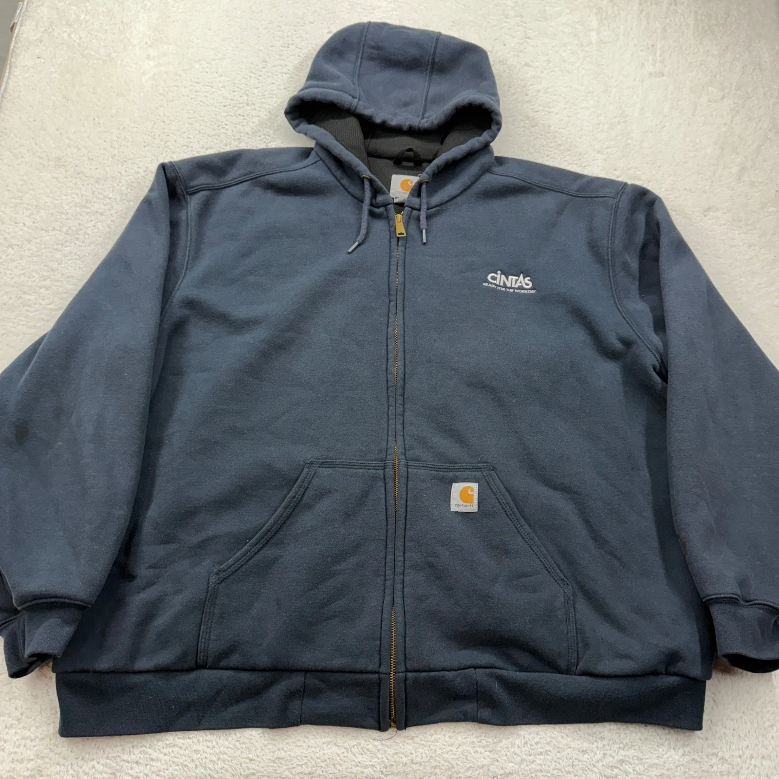Carhartt Rain Defender Thermal Lined Full Zip Hoodie Navy Blue Mens 2XL 100632