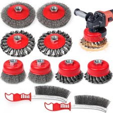 8 Pack Wire Wheel Brush for 4-1/2" Angle Grinder & 2pcs Wire Cleaing Brushes ...