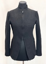 Y's Yohji Yamamoto Black Wool Zip-Up High Neck Jacket Blazer Size 1 Made in Japa