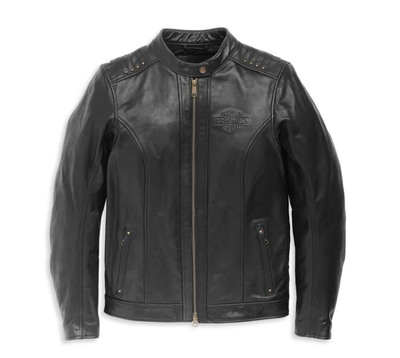 Womans Harley-Davidson Electra Mandarin Studded Leather Jacket