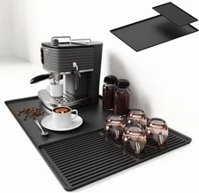 Silicone Coffee Mat with Detachable Drying Pad - Heat-Resistant Non-Slip 24"x16