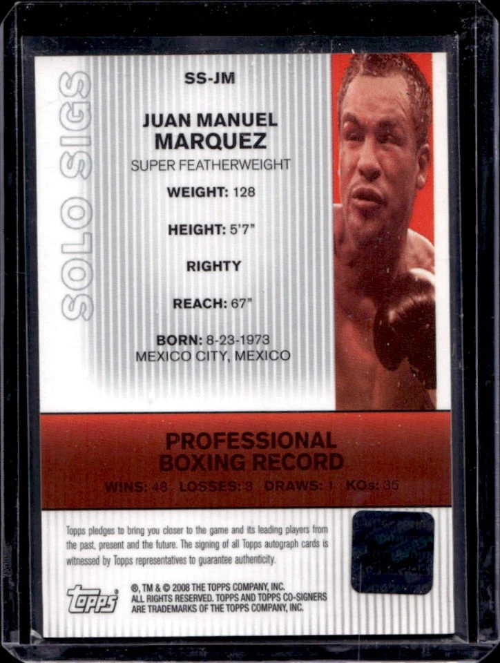2008 Topps Co-Signers Juan Manuel Marquez Solo Sigs Auto #SS-JM - Image 2 of 2