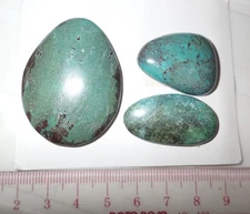 Turquoise Stone Flat Free Form Cabochon 122 Carat 3 pieces 24.4 gram