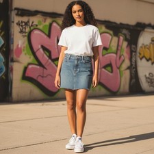 Vintage Gap Womens 10 Cotton Blue Mini Jean Skirt Frayed Hem Y2K Grunge Med Wash