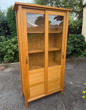 Laura Ashley Oak & Glass book case / Display Cabinet, 2 Doors, 3 Shelves, 180cm