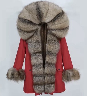 Damen CARMEN CHARLOTT 2025 Luxus Echt Pelz Parka Mantel Fuchspelz Größe L NEU!