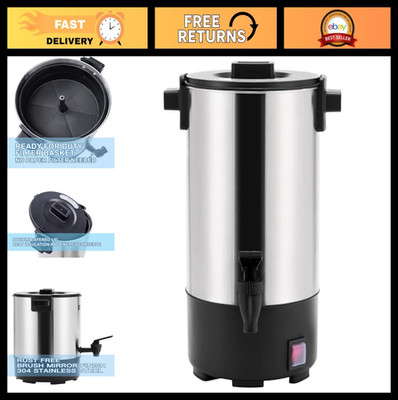 30-Cup Stainless Steel Percolator Coffee Maker - Commercial Hot Water Urn, 4.5L