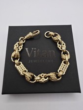 9ct Gold Stars, Bars and Tulip Bracelet Heavy 26.7g - 7.65" Length - 9.4mm