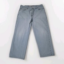 Levis 550 Jeans Relaxed Fit Straight Leg Light Blue Denim Mens 40x32 Y2K