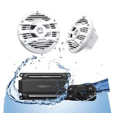 KENWOOD KAC-M5024BT 600W Amp  2x KFC-1653MRW 6.5" Marine Speakers Bundle