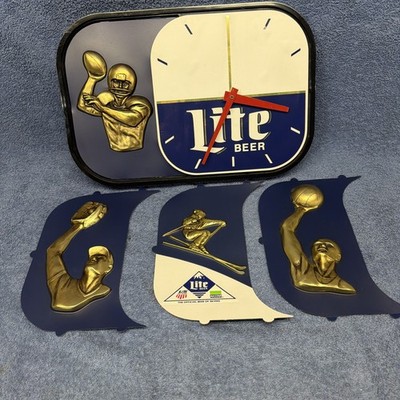 Miller beer ミラービール　ライトサイン　クロック　ビンテージ NEW OLD STOCK 1991 LITE BEER FROM MILLER SPORTS CLOCK 15“ X 10