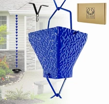 U-nitt 8.5FT Blue Metal Rain Chain for Gutters with Textured Square Design