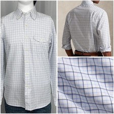 Polo Ralph Lauren Small Classic Fit Stretch Plaid Poplin Shirt White Blue New