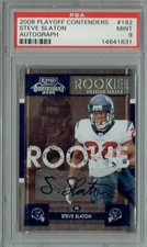 PSA 9 Mint Steve Slaton 2008 Playoff Contenders #192 Rookie Card Autograph