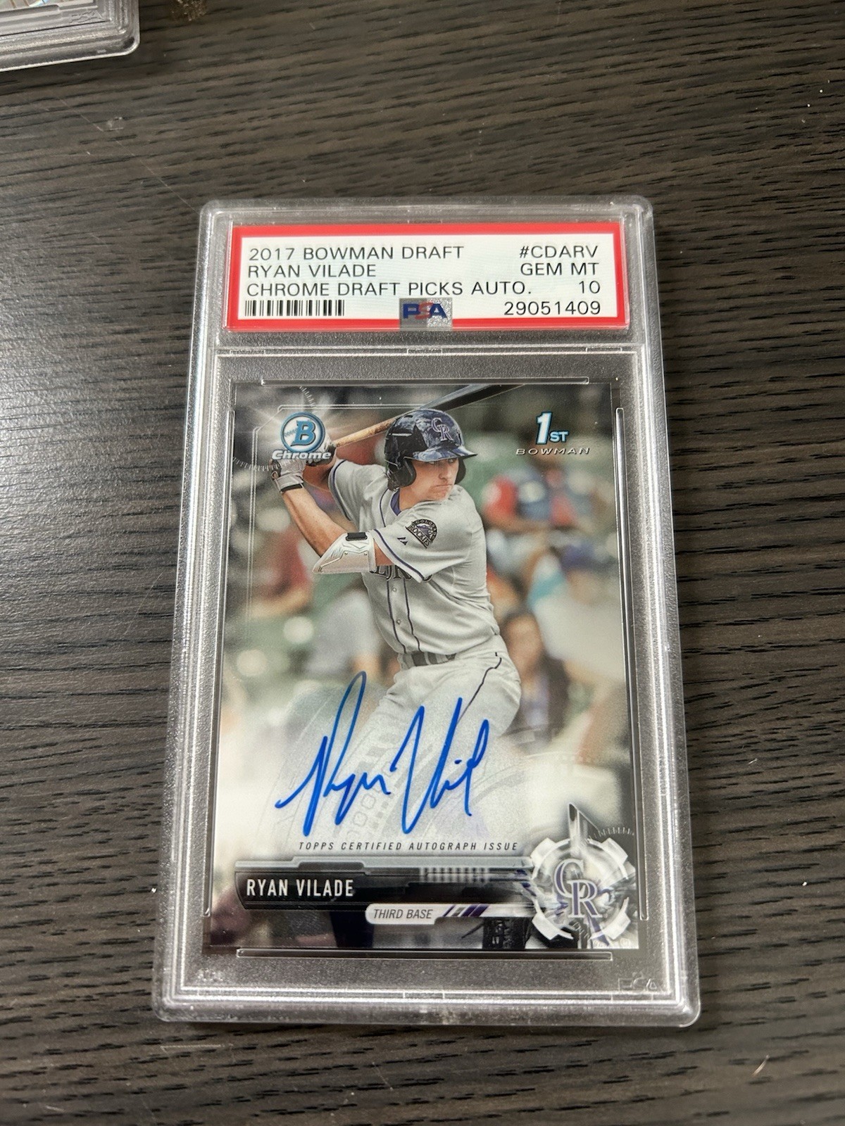 2017 Bowman Draft Chrome Ryan Vilade Rookie Auto CDA-RV PSA 10 Rockies