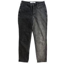 Hollister Curvy High-Rise Mom Jeans Two-Tone Black Grey Split Wash 3R W26 L27