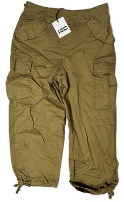 KBB by Kahlana Cargo Jogger Mid Rise Straight Leg Asymmetrical Tan Pants Size M