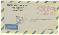 Ema Pitney Bowes - Lettre de Sao Paulo pour la France - drapeau du Brésil