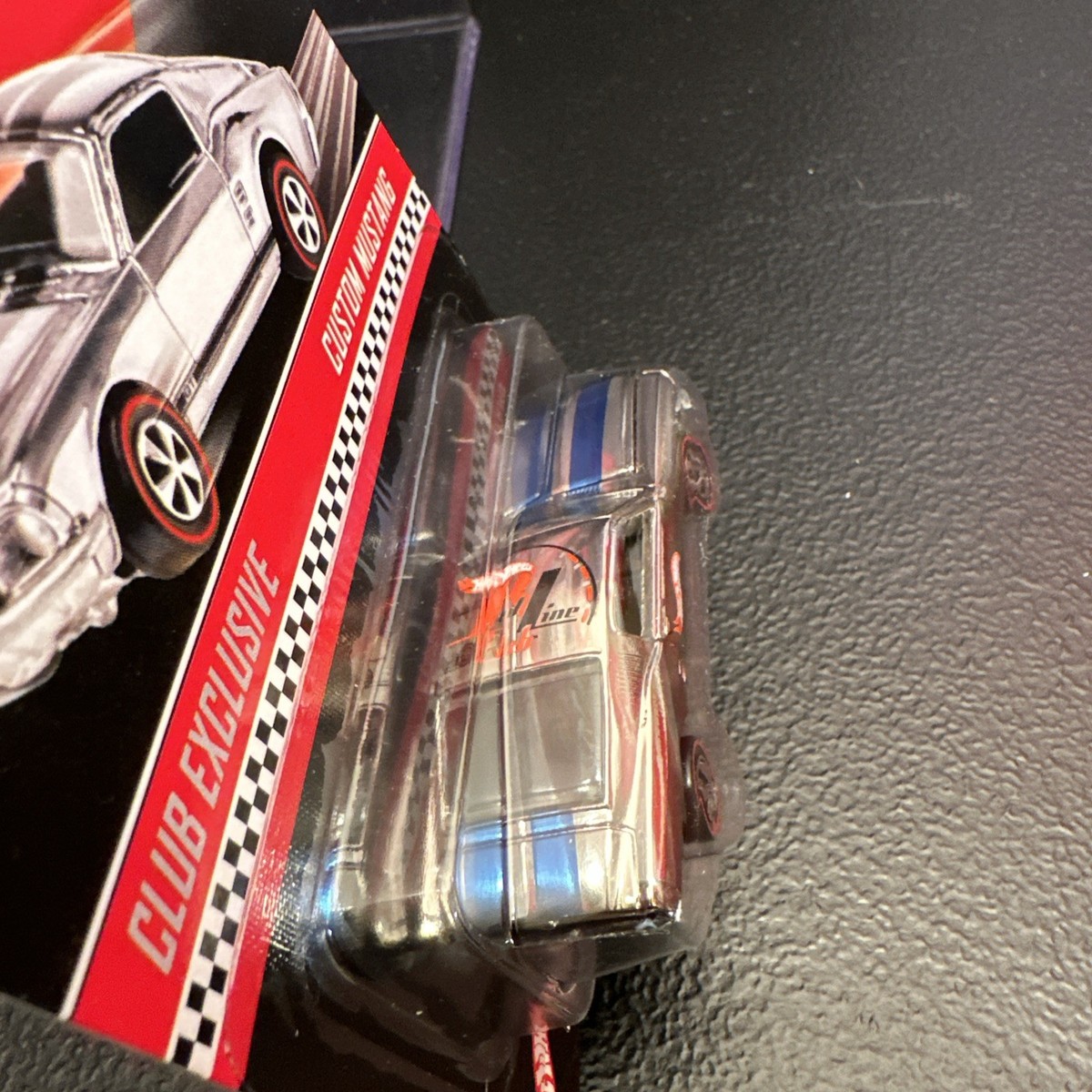 2003 Hot Wheels RLC Exclusive Custom Mustang Chrome /Blue Stripe