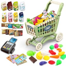 Kids Green Play Food Shopping Cart Trolley