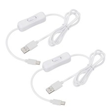 3.28ft USB Extension Cable Switch, 2pcs Type C to USB Male Data Power Cord White