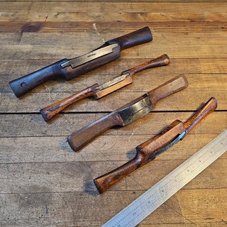 Antique SPOKESHAVE Lot • Boxwood Steel & Brass 1870s Woodworking Tools ☆USA