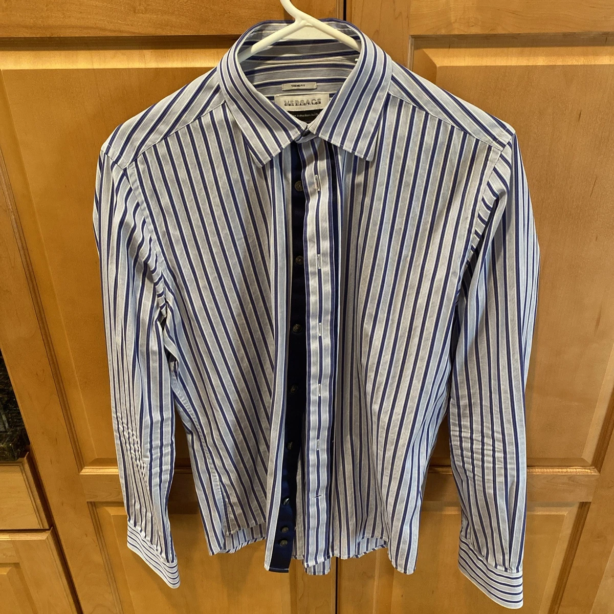 versace collection trend fit dress shirt Versace Collection "Trend" Men's Blue Long Sleeve Dress Shirt