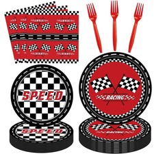 80Pcs Racing Theme Party Plates and Napkins Race Car Birthday Party Supplies ...