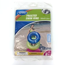 Olympia Frosted Swim Ring 30 Inch Green Sturdy Vinyl Pool Float Toy New