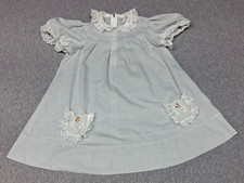 Vtg Ruth of Carolina Short Sleeve Blue Dress Lace Collar, Cuffs, Pockets Sz 6