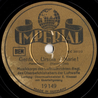 GERDA URSULA MARIE + WENN DIE SONNE SCHEINT ANNEMARIE HERMS NIEL SCHELLACKPLATTE
