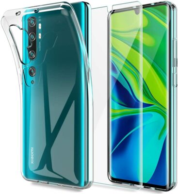 FOR XIAOMI MI NOTE 10 SILICONE CASE COVER + TEMPERED GLASS FILM