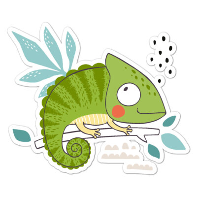 Cartoon Lizard Chameleon, Vinyl Decal Sticker, Indoor Outdoor, 3 Sizes, #8671