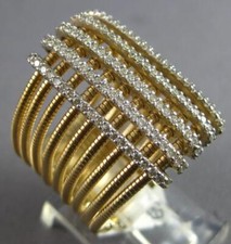 EXTRA LARGE 1.05CT DIAMOND 14KT 2 TONE GOLD MULTI ROW MULTI BAR CRISS CROSS RING