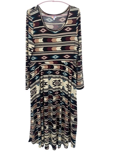 aztec dress long sleeve SAIL To Sable SAIL To Sable - Long Sleeve Smocked Waist Dress Aztec Floral - Blue