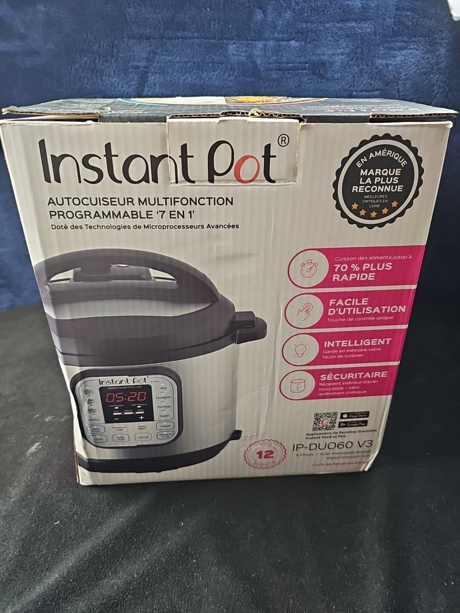 Instant Pot Duo Model# IP-DUO60 V3 Pressure Cooker 6-Quart In Box