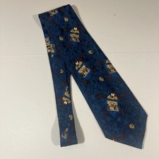 Looney Tunes Mania Blue Tasmanian Devil Pocket Taz 55" Neck Tie 1995 VTG