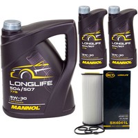 MotoröL Set Mannol 5W30 Longlife API SN 7 Liter + ÖLfilter FüR Audi A4 Avant A6