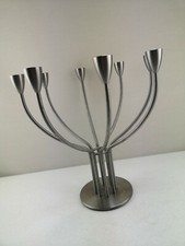 Heavy IKEA`STOCKHOLM`8 Arm Silver Metal Candle Holder Candelabra Centre piece VG