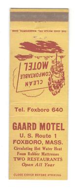 Gaard Motel Route 1 Foxboro Massachusetts Vintage Matchbook Cover MO17