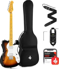 Donner DJC-1000 Electric Guitar Tele Jazz Design HH Pickup + Gig Bag Strap Cable